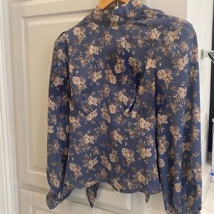 ASTR satin print blouse with tie neck